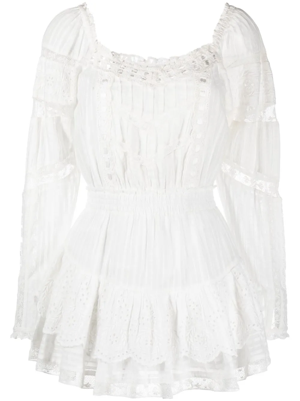 

LoveShackFancy vestido corto con cuello cuadrado - Blanco