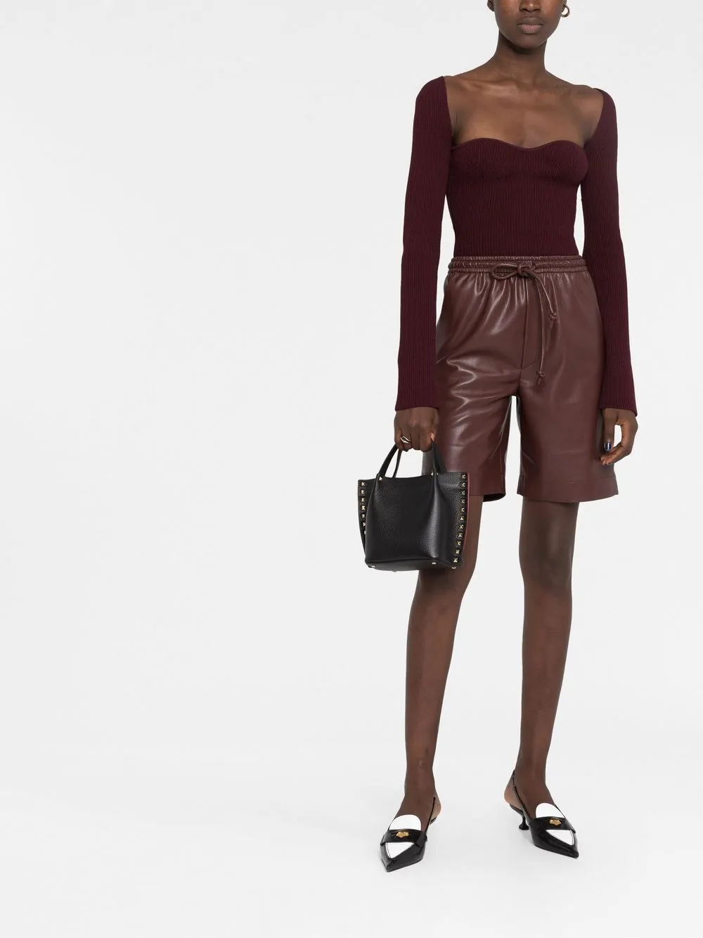 Valentino Garavani Rockstud leren shopper - Zwart