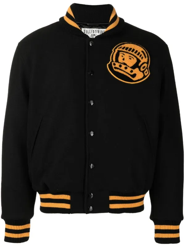 The Couture Club varsity bomber jacket in black and yellow with