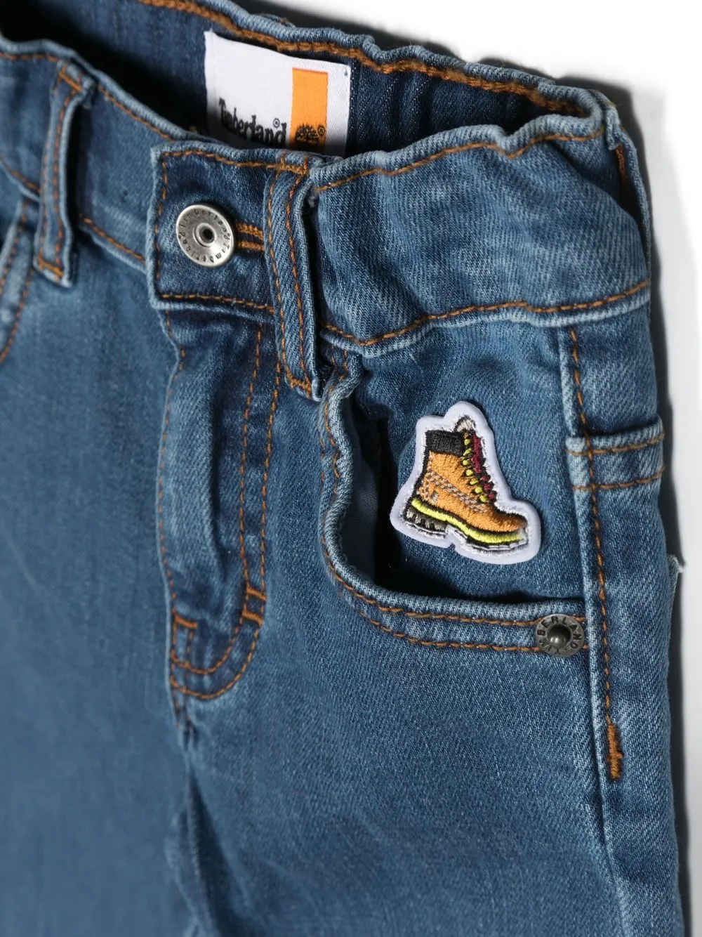  Timberland Kids Jeans Mit Stiefel Patch   Blau 