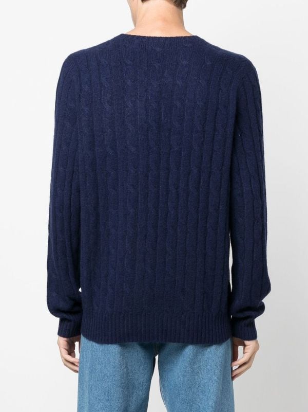 Navy cable knit hot sale sweater mens