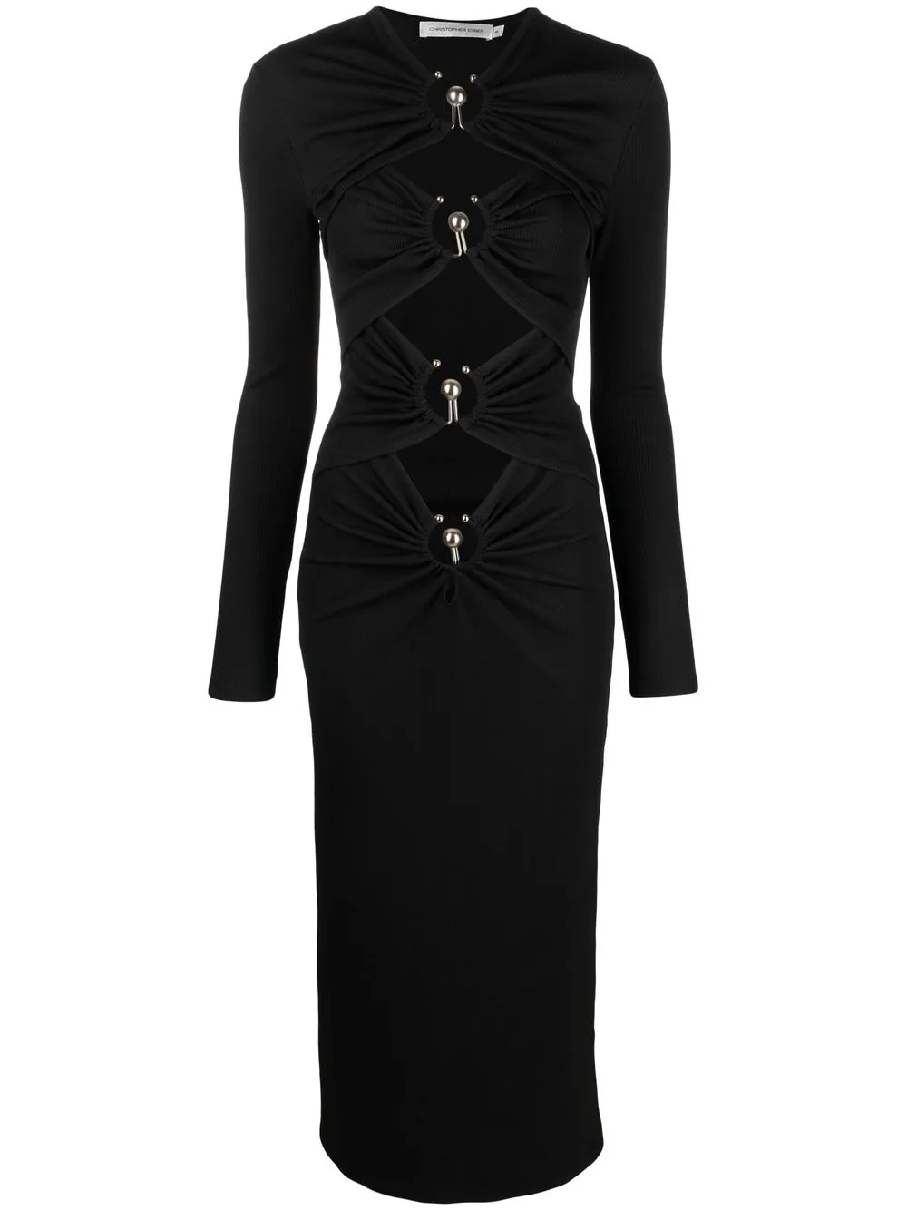 

Christopher Esber cut-out detail long-sleeve dress - Black