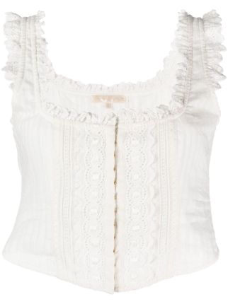 White Broderie Square Neck Corset Top