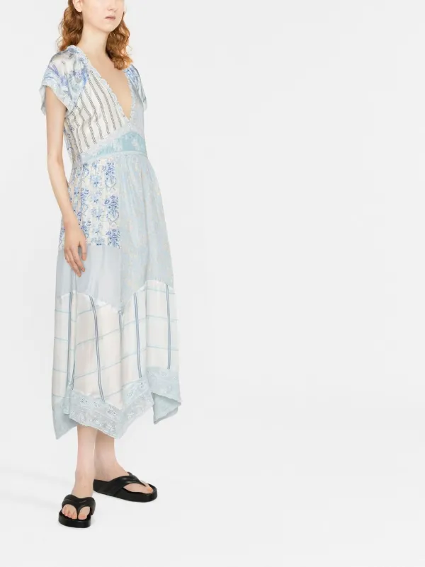 LoveShackFancy Patchwork Midi Dress | Blue | FARFETCH