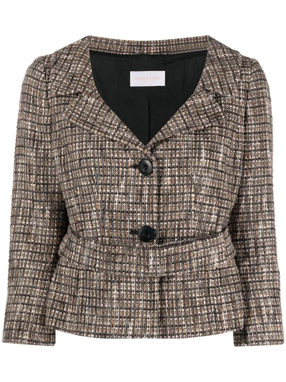 

Valentino Pre-Owned 1990s bouclé tweed belted jacket - Neutrals