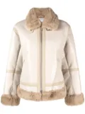 STAND STUDIO shearling-trim zip-fastening coat - Neutrals