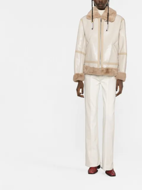 STAND STUDIO shearling-trim zip-fastening coat 617079200 - 1