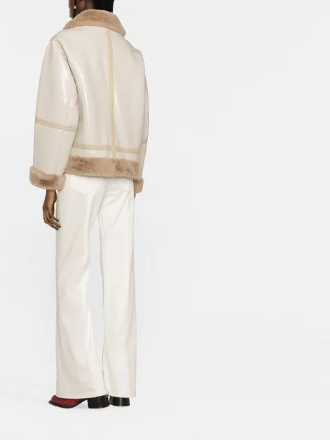 STAND STUDIO shearling-trim zip-fastening coat 617079200 - 3