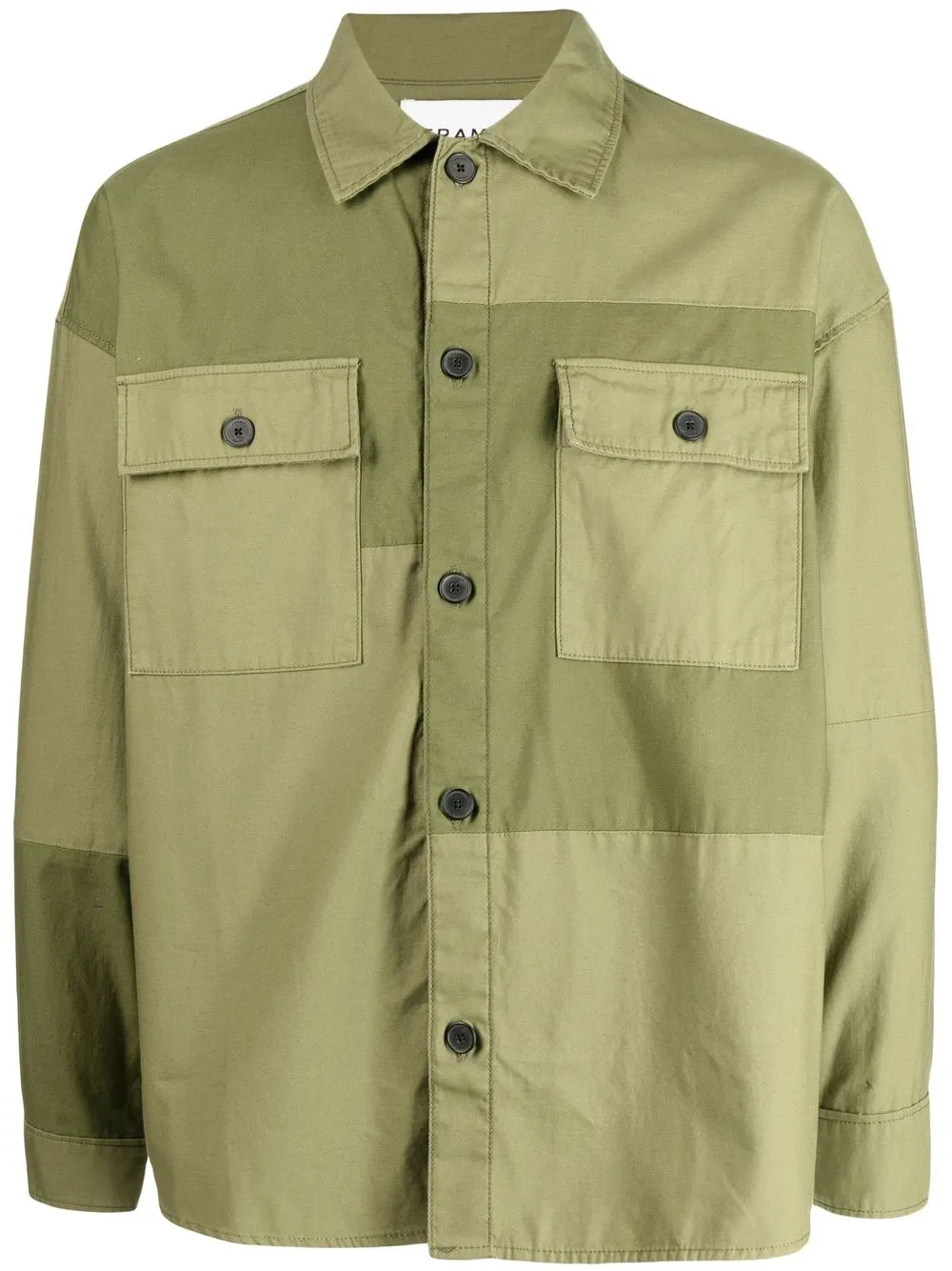 

FRAME Tonal Patchwork cotton shirt - Green