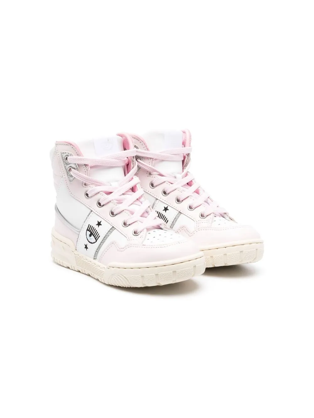 

Chiara Ferragni Kids tenis altos con logo bordado - Blanco