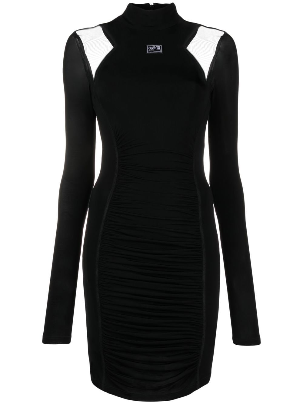 Shop Versace Jeans Couture Mesh-panel Mini Dress In Black