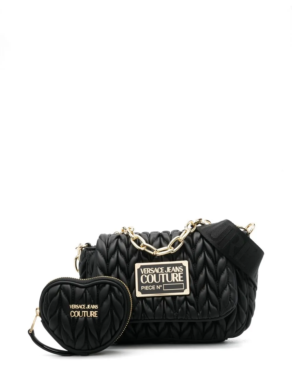 

Versace Jeans Couture bolsa de hombro capitonada con placa del logo - Negro