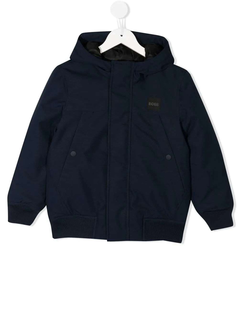 

BOSS Kidswear chamarra bomber con parche del logo y capucha - Azul