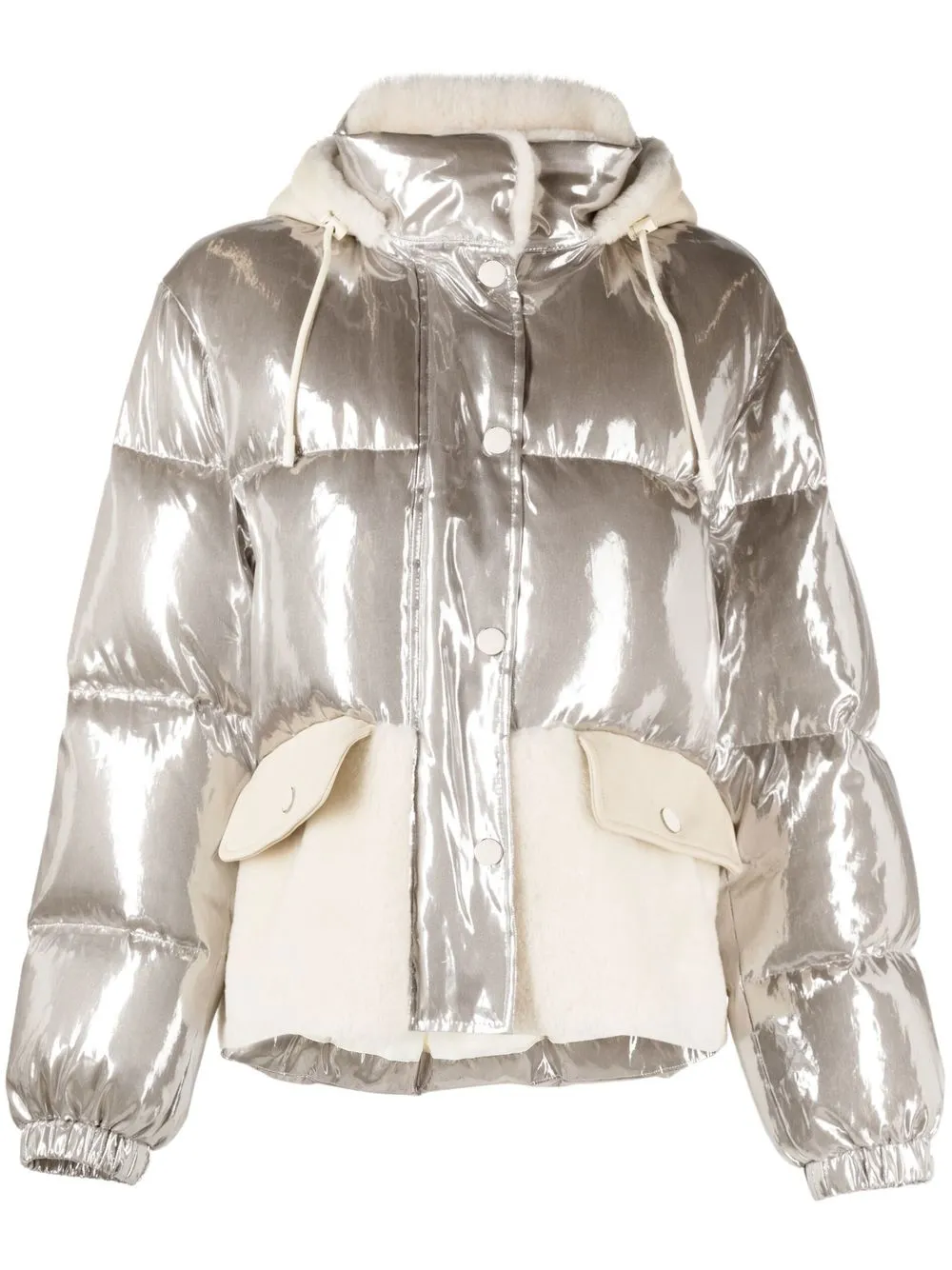 

Yves Salomon metallic-effect padded jacket - Grey