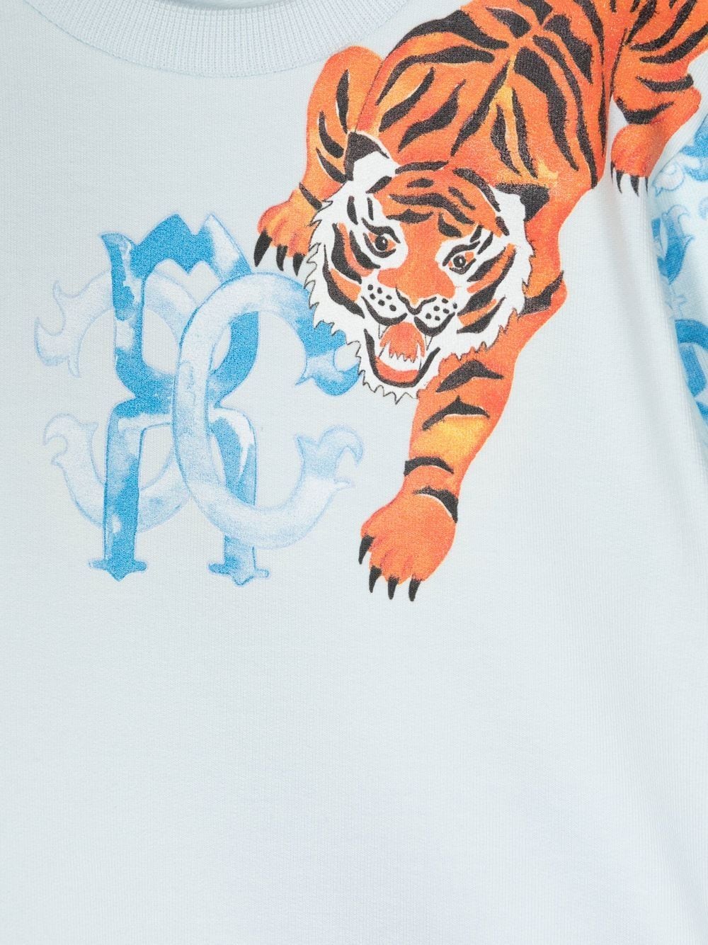 Shop Roberto Cavalli Junior Tiger-print Press-stud Sweatshirt In Blue