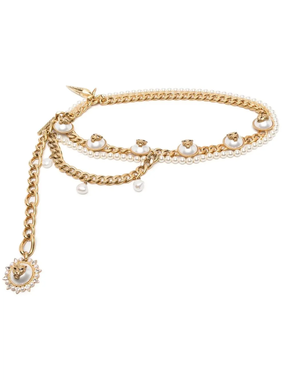 Roberto Cavalli pearl-embellished tiger belt | Gold | Image 1
