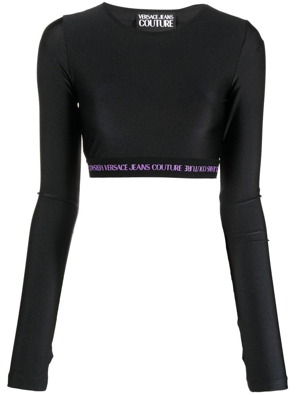 

Versace Jeans Couture top corto con banda del logo - Negro