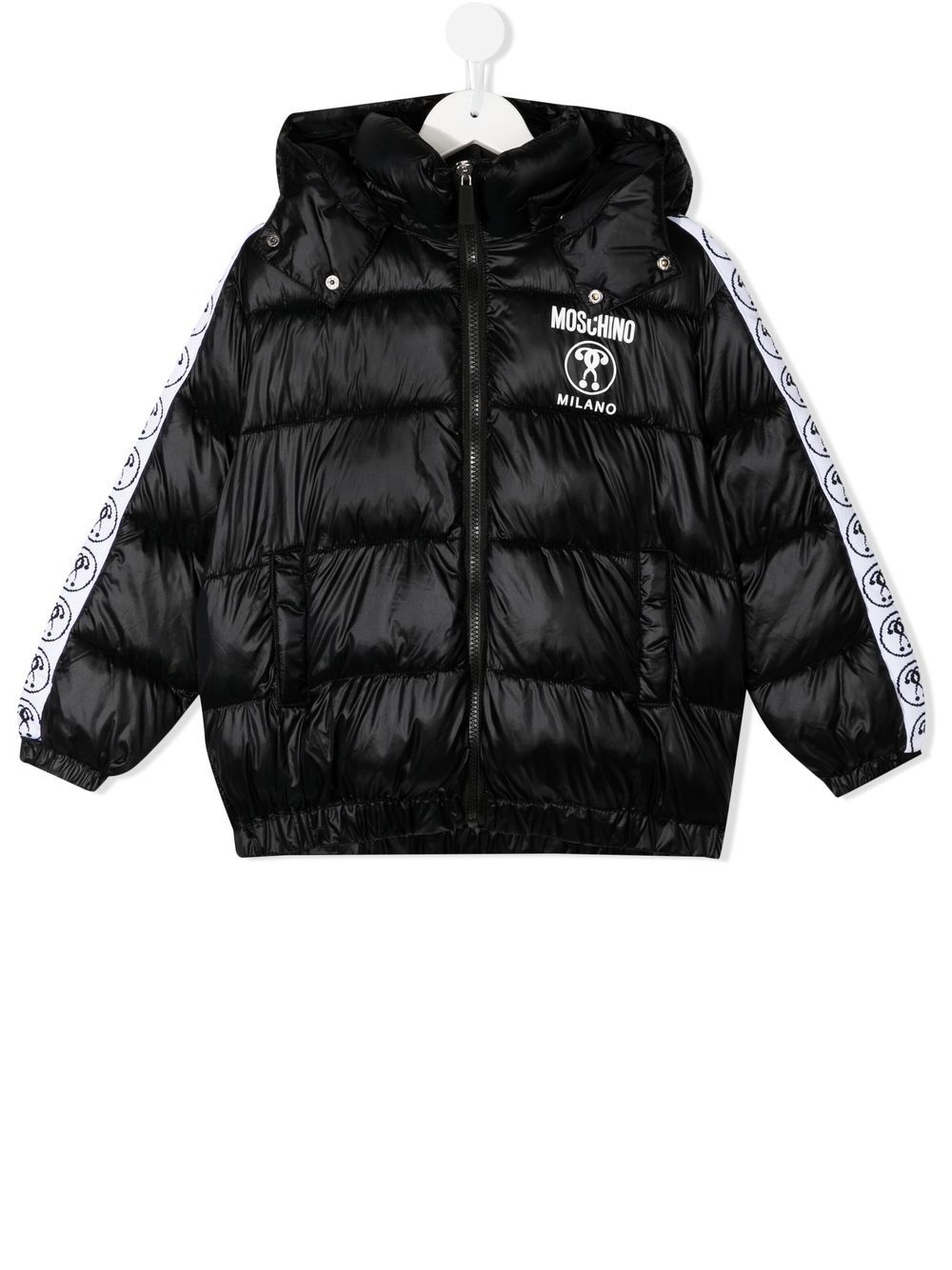 Moschino Kids' Logo-tape Padded Puffer Jacket In Nero