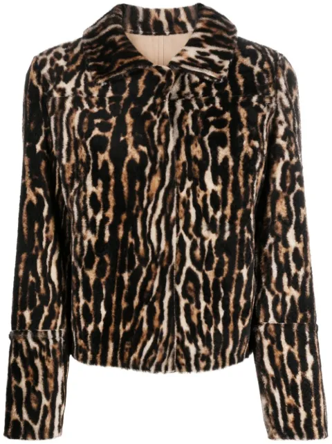 Yves Salomon Shearling-Jacke mit Leoparden-Print