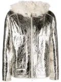 Yves Salomon metallic-effect zip-up leather jacket - Silver