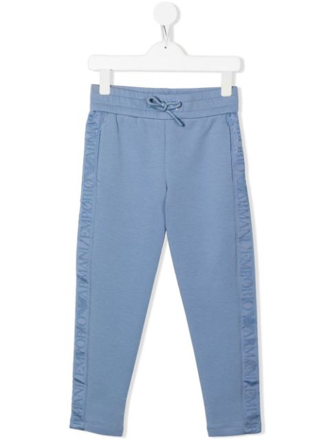 Emporio Armani Kids logo tape-detail cotton track pants