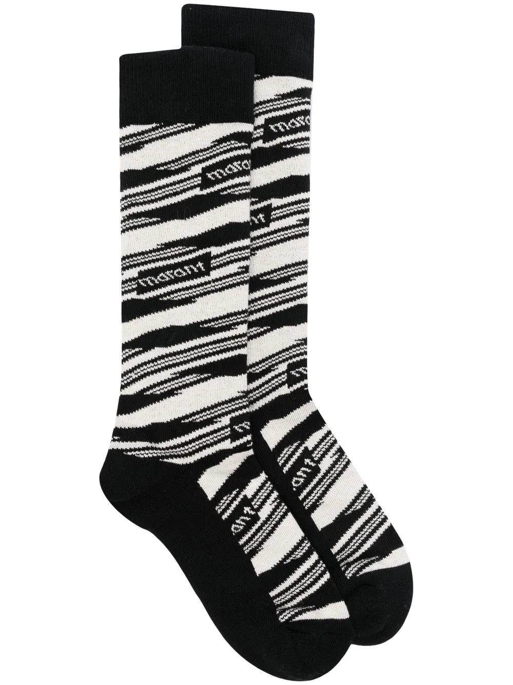 

Isabel Marant striped logo-print socks - Black