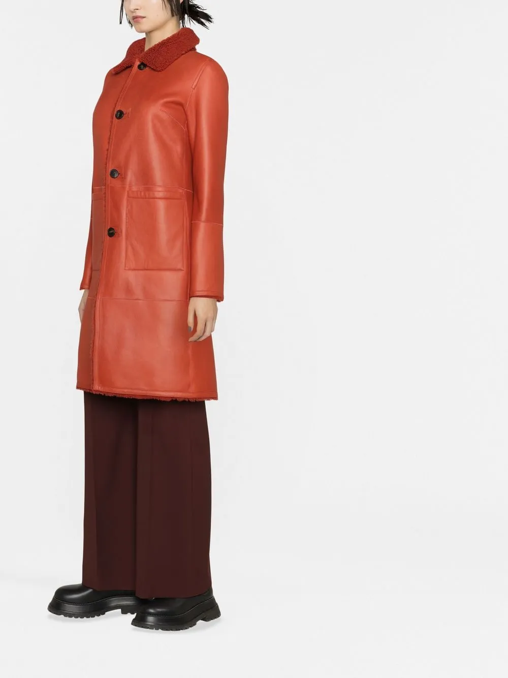  Yves Salomon Reversible Lambskin Coat - Red 