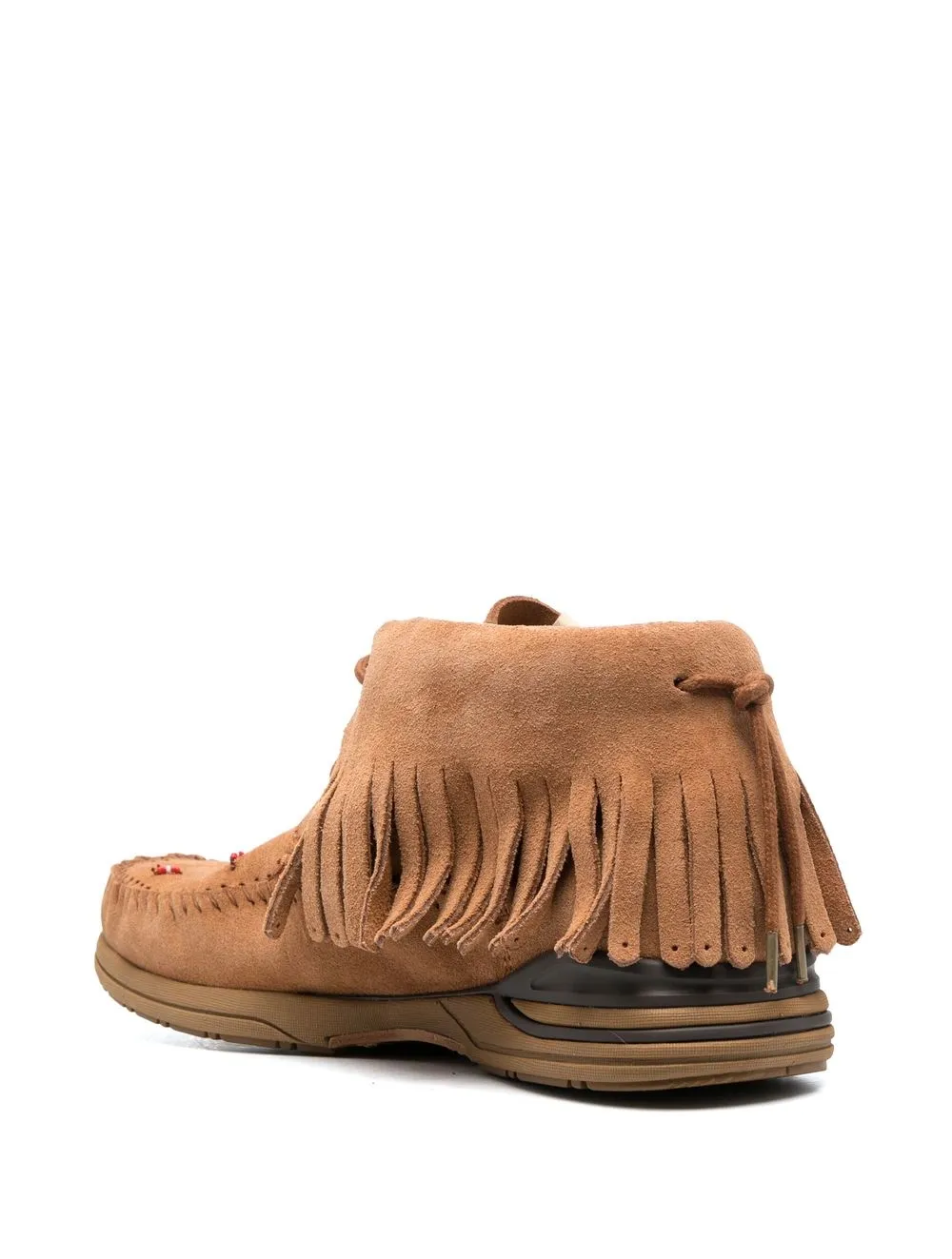 Visvim Fbt Shaman-folk Fringed Beaded Suede Boots In Brown