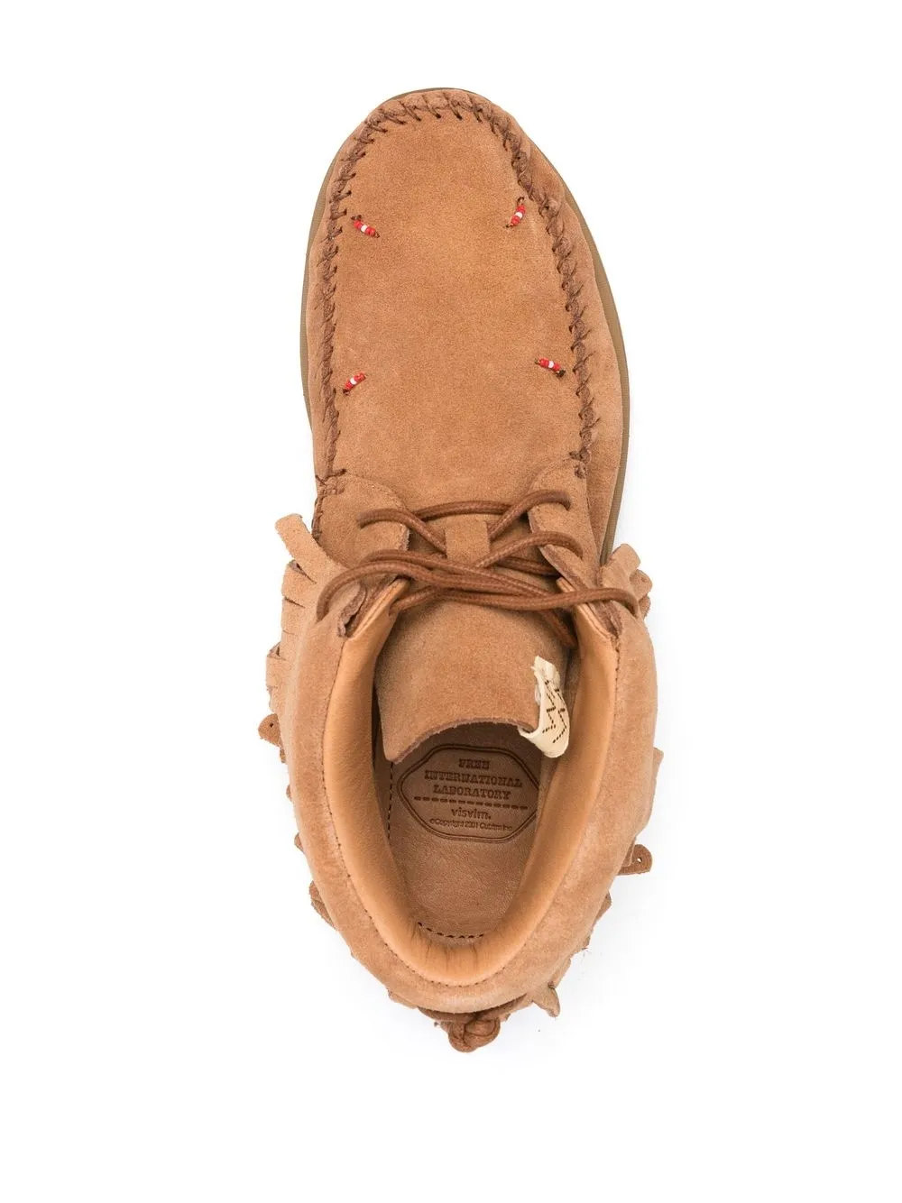 Visvim Fbt Shaman-folk Fringed Beaded Suede Boots In Brown