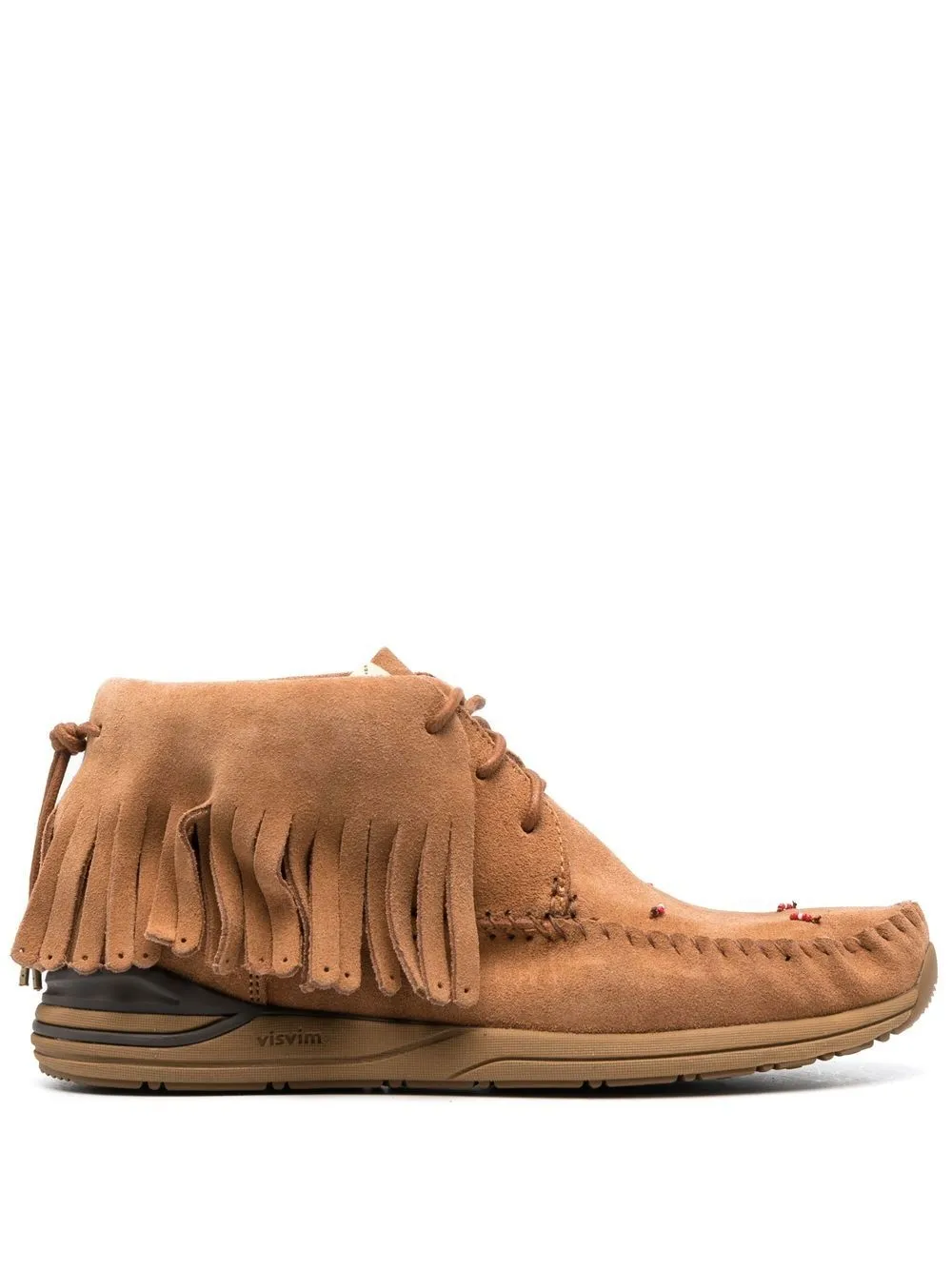 Visvim Fbt Shaman-folk Fringed Beaded Suede Boots In Brown