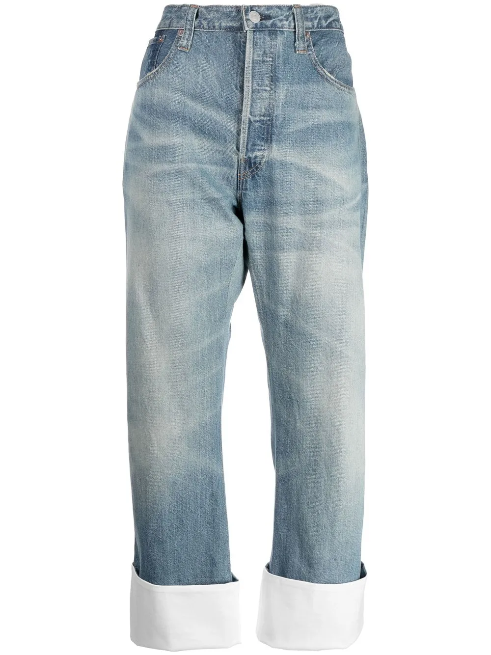 

Junya Watanabe cropped turn-up hem jeans - Blue