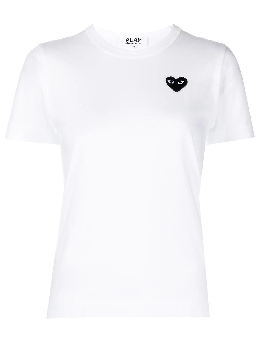 

Comme Des Garçons Play playera con logo de parche - Blanco