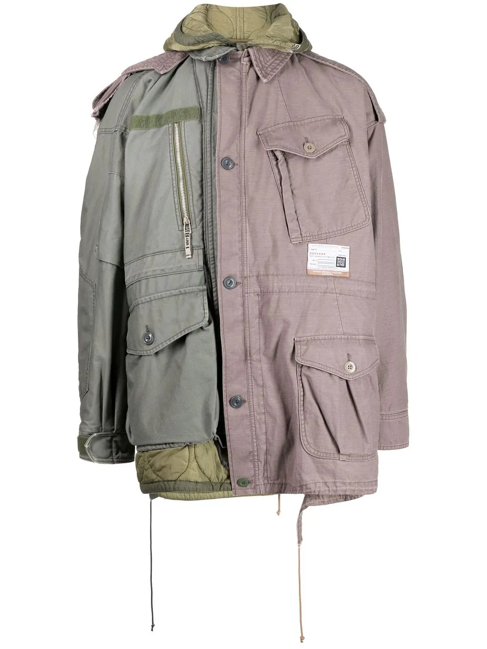 

Maison Mihara Yasuhiro chamarra con diseño patchwork - Verde
