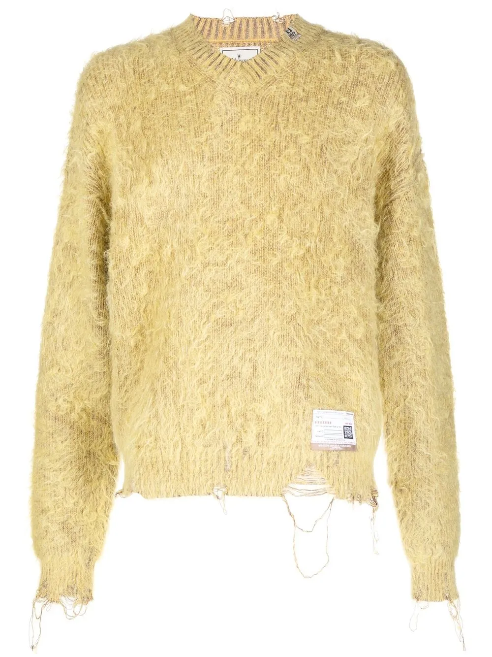 

Maison Mihara Yasuhiro V-neck distressed wool-blend sweater - Yellow