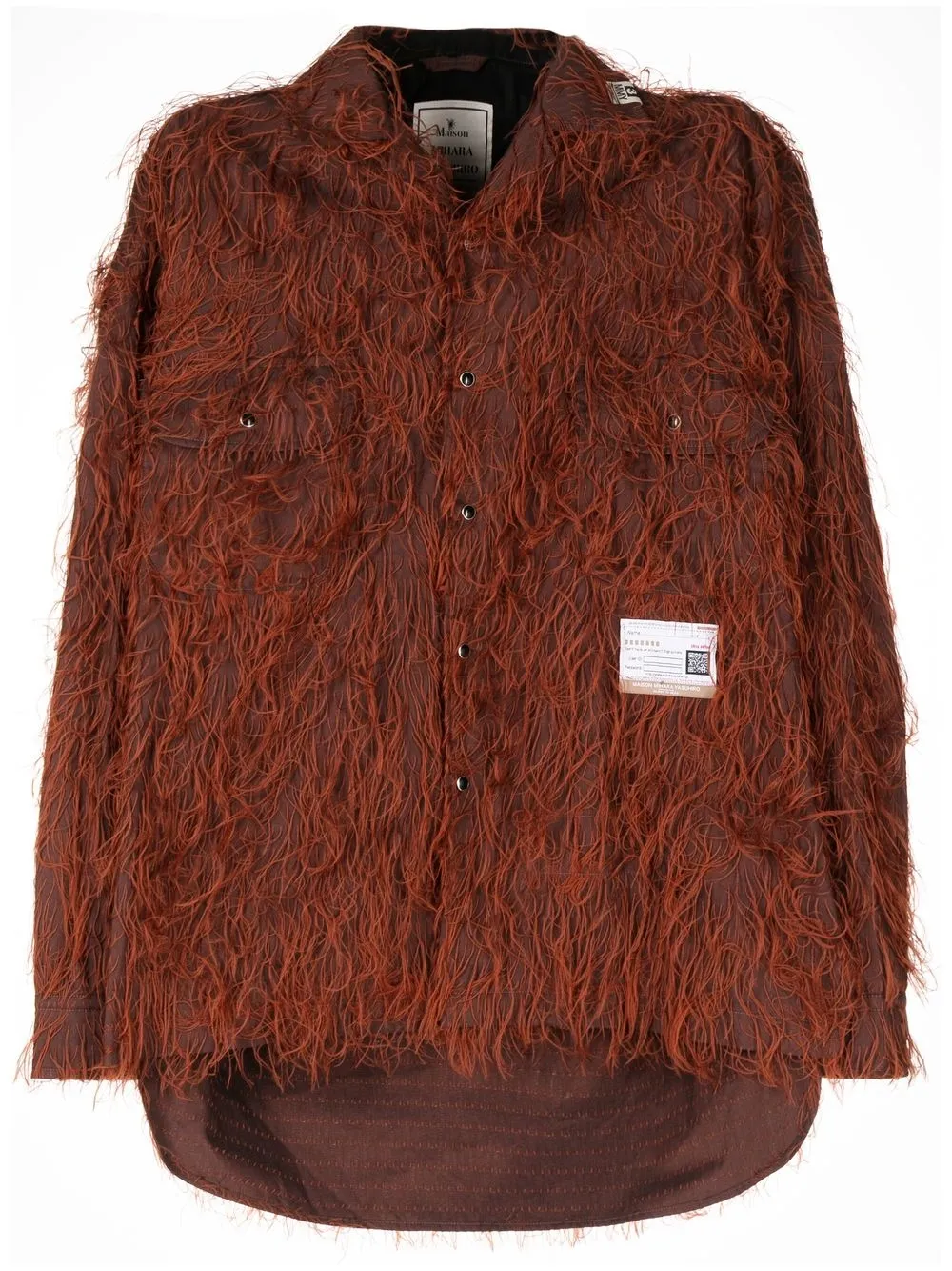 

Maison Mihara Yasuhiro textured snap-fastening shirt - Brown