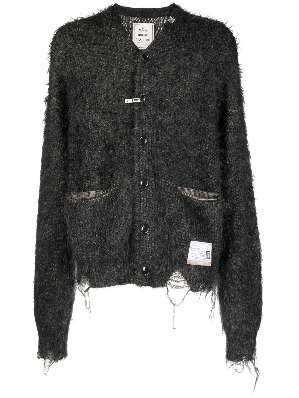 

Maison Mihara Yasuhiro V-neck distressed cardigan - Black