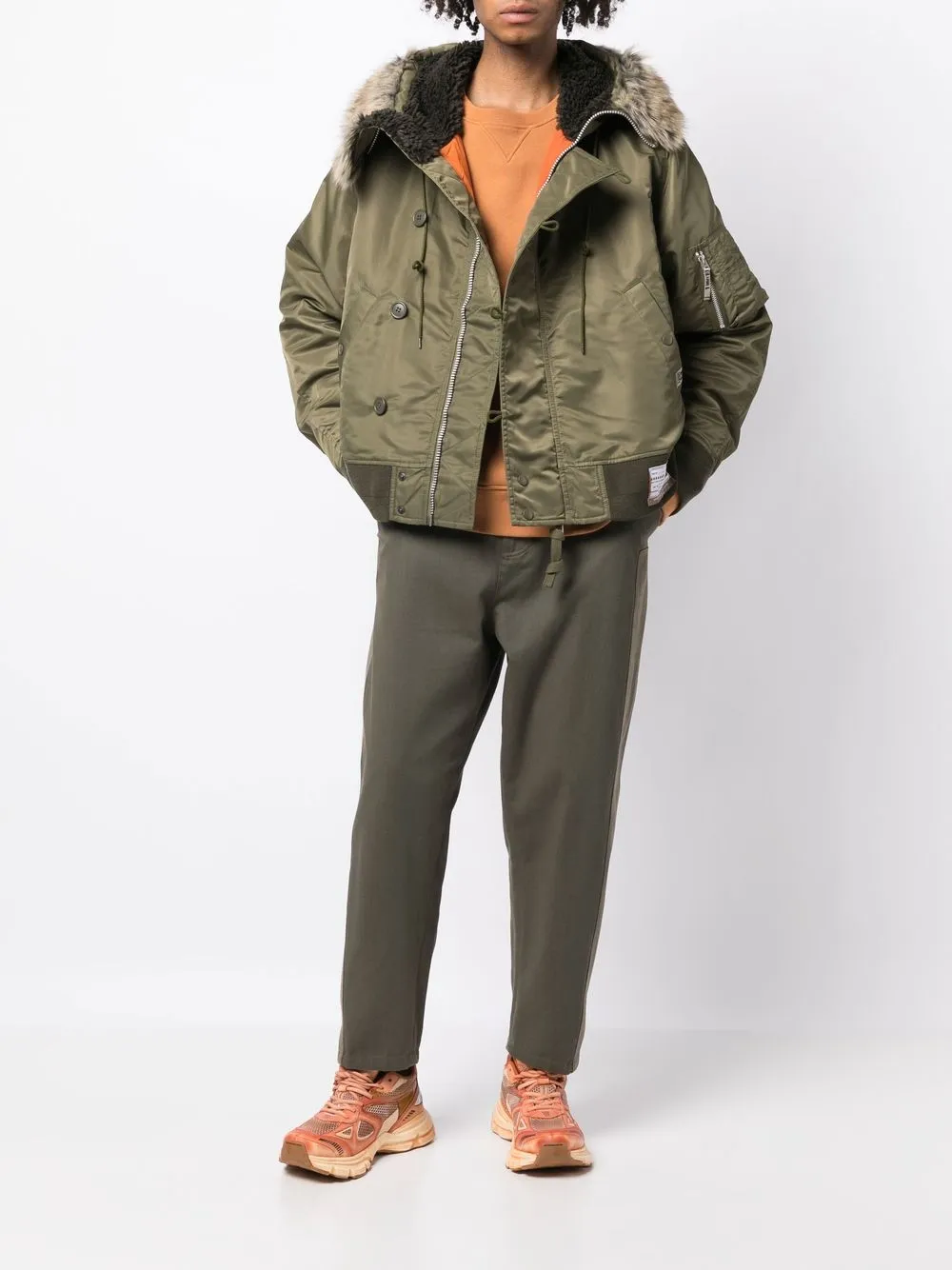 Maison Mihara Yasuhiro Bomberjack met capuchon - Groen