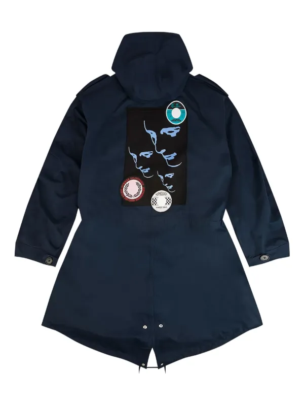Raf Simons X Fred Perry Patched Cotton Parka Blue FARFETCH