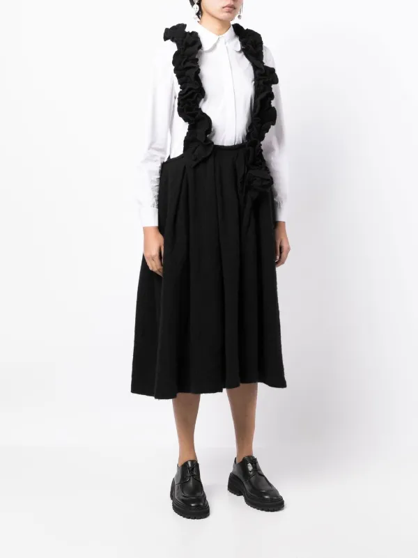 Comme Des Garcons Comme Des Garcons ruffle trim pinafore dress women Nylon Wool M Black