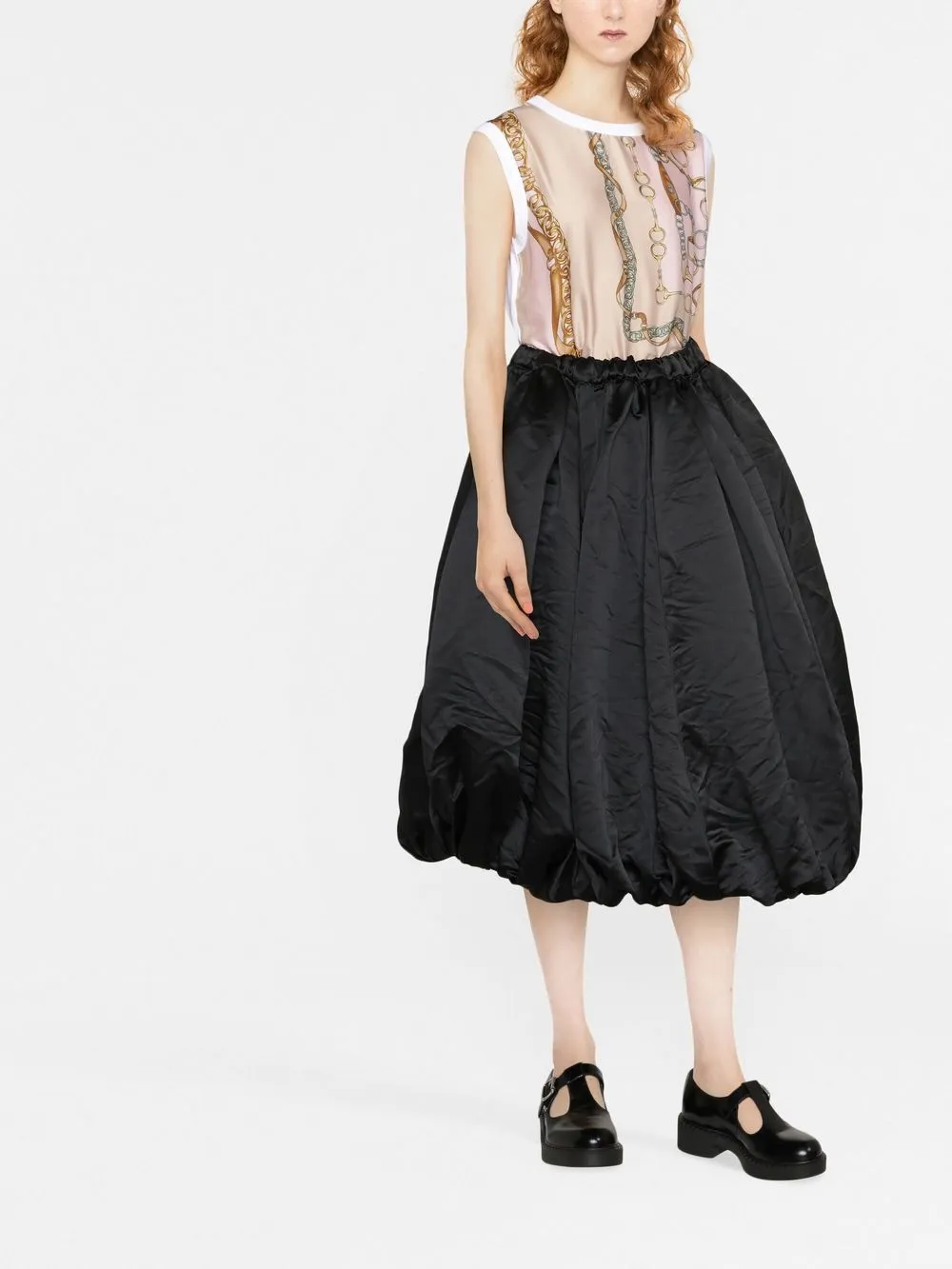 Comme Des Garçons Girl Top met kettingprint - Beige