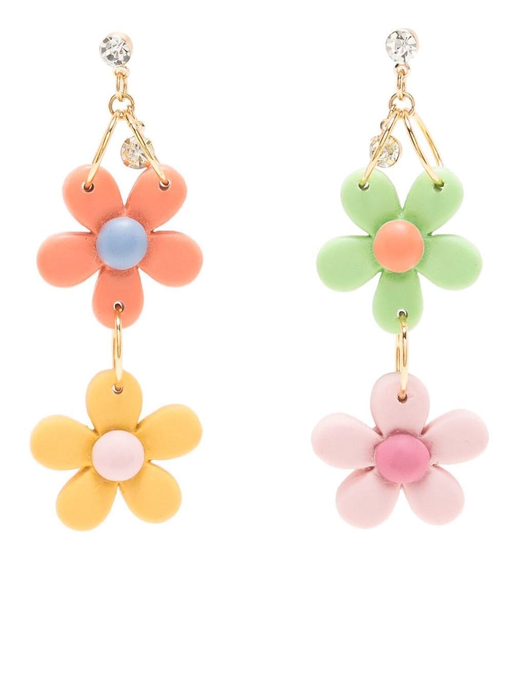 flower-charm drop earrings