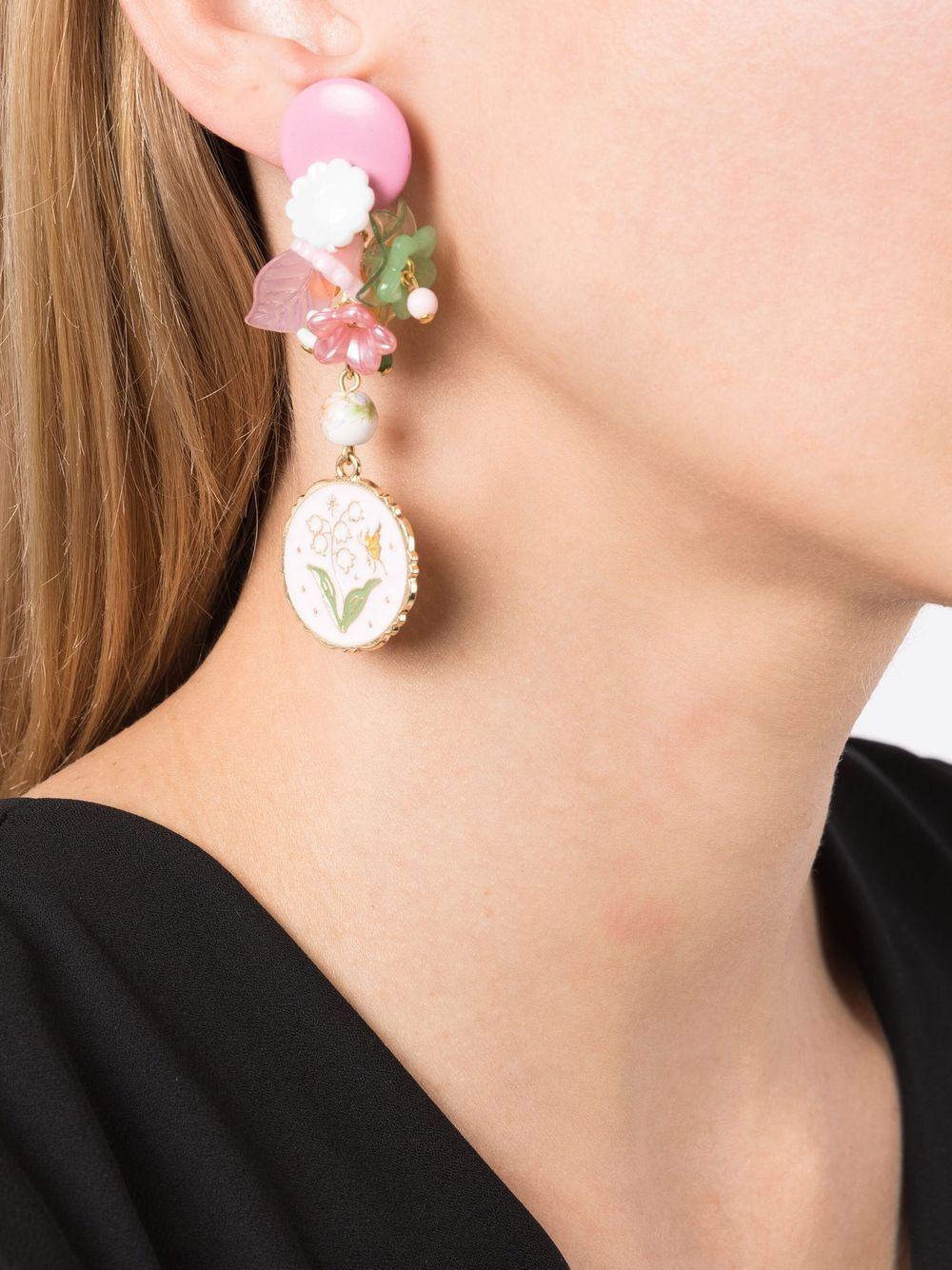 Shop Amir Slama Floral-appliqué Drop Earrings In Multicolour