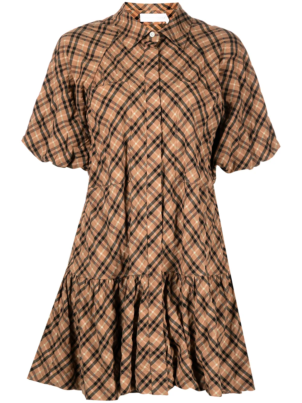 

Simkhai Standard check-print flared dress - Neutrals