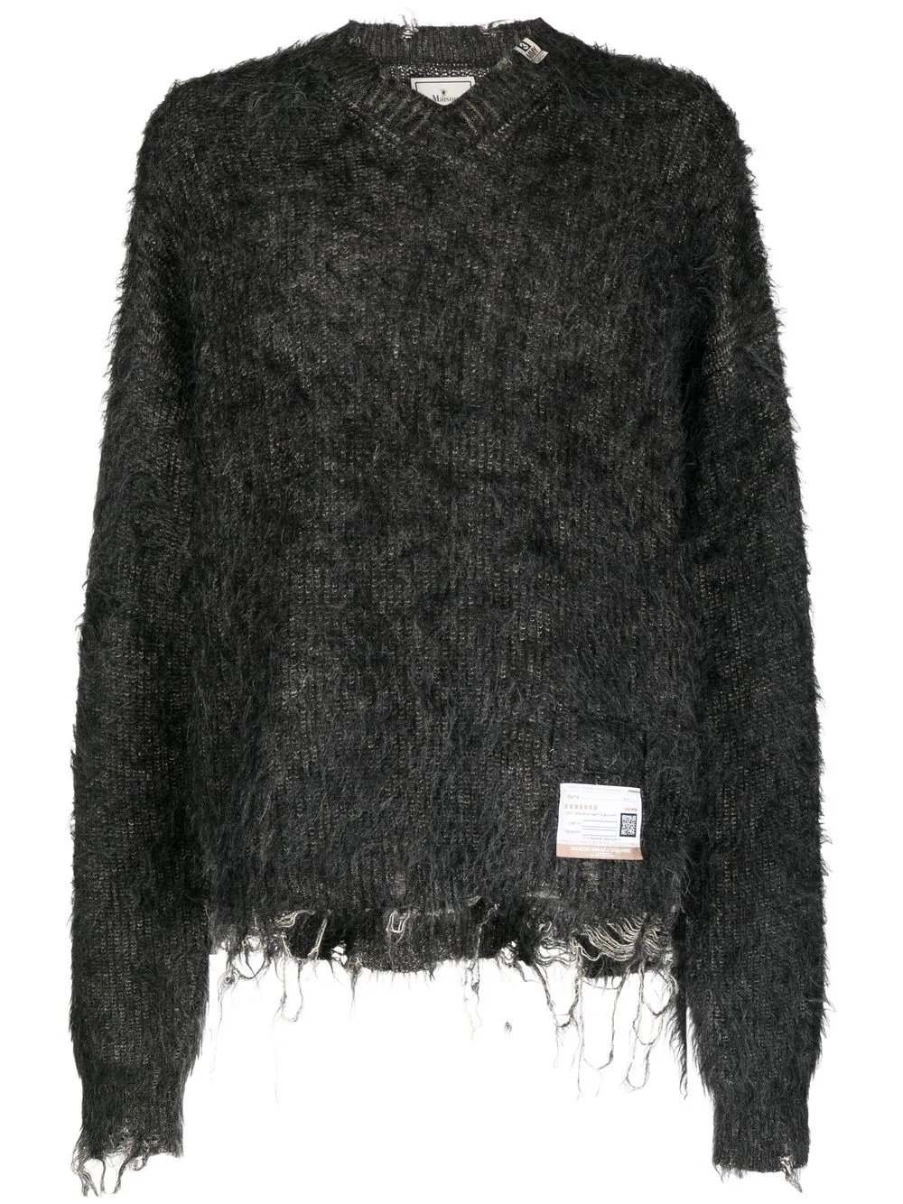 

Maison Mihara Yasuhiro suéter con efecto envejecido y cuello en V - Negro