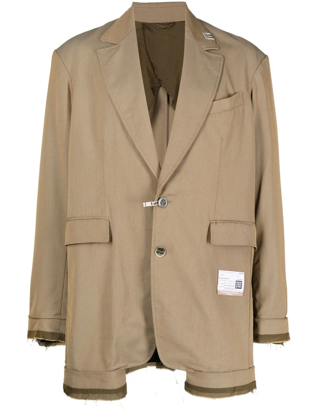 

Maison Mihara Yasuhiro deconstructed logo-patch blazer - Brown