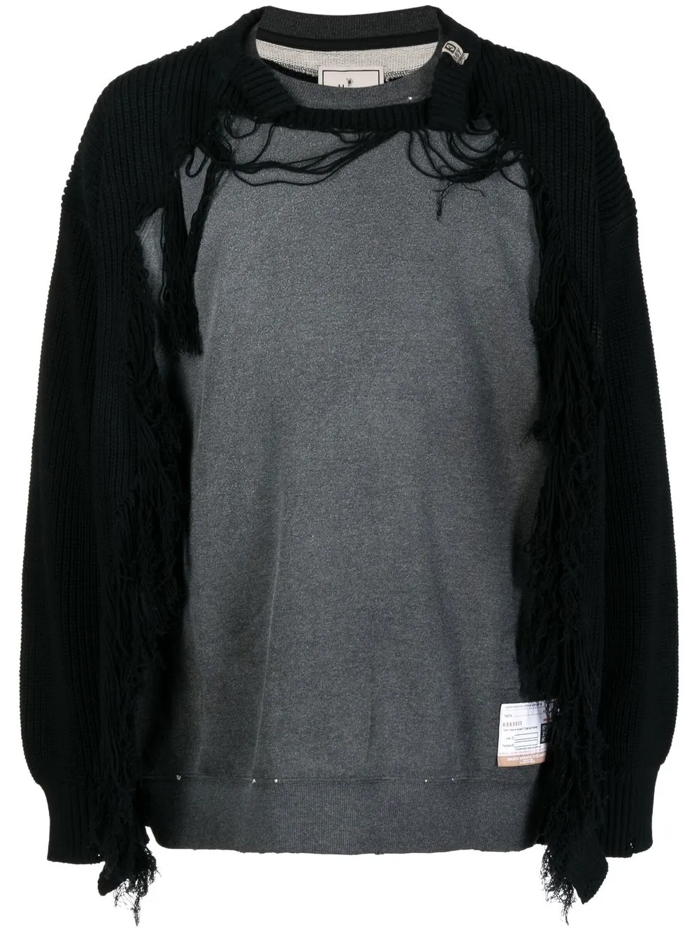 

Maison Mihara Yasuhiro sudadera con detalle tejido y efecto envejecido - Negro