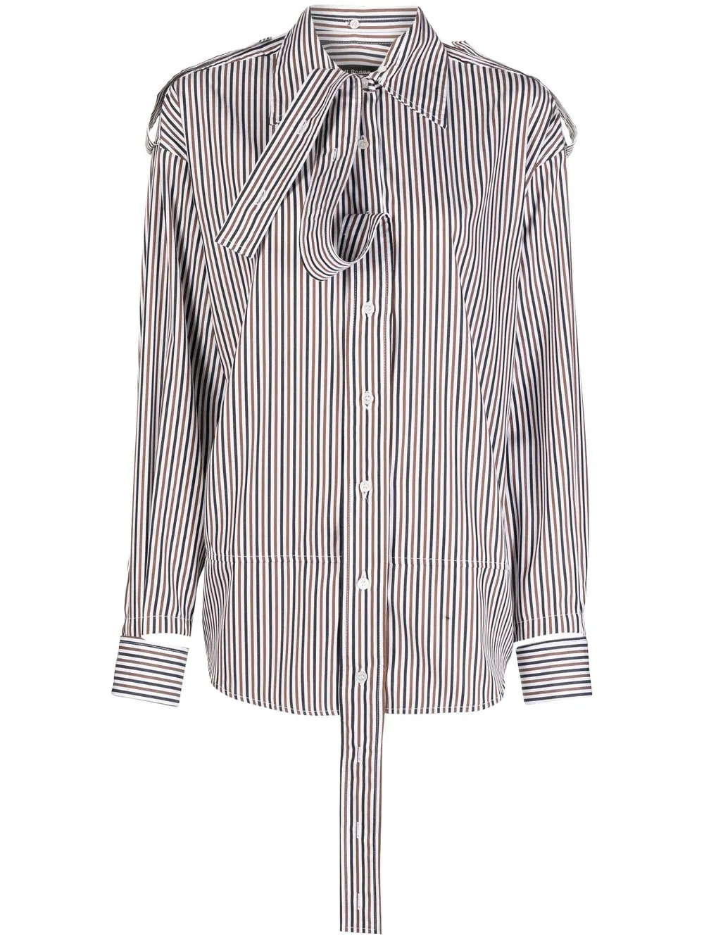 MERYLL ROGGE STRIPE-PRINT DRAPED-PLACKET SHIRT