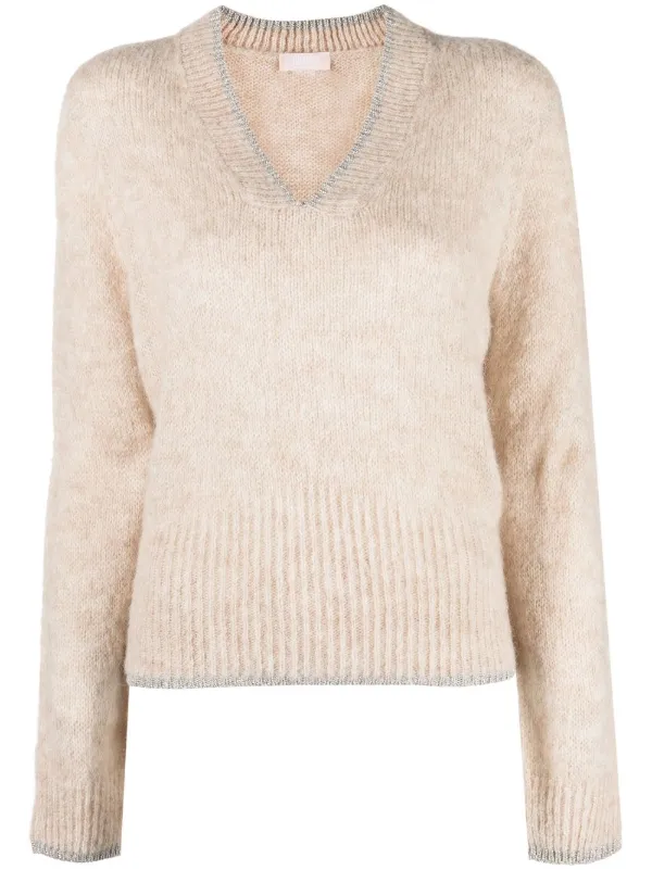 LIU JO glitter-detail V-neck Jumper 