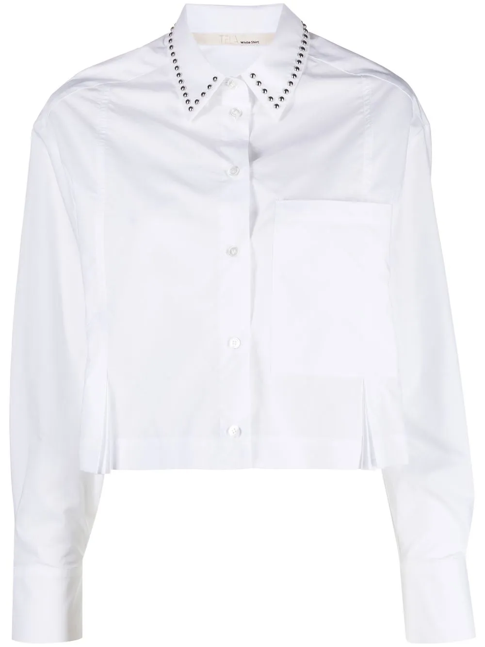 

Tela camisa corta con apliques - Blanco