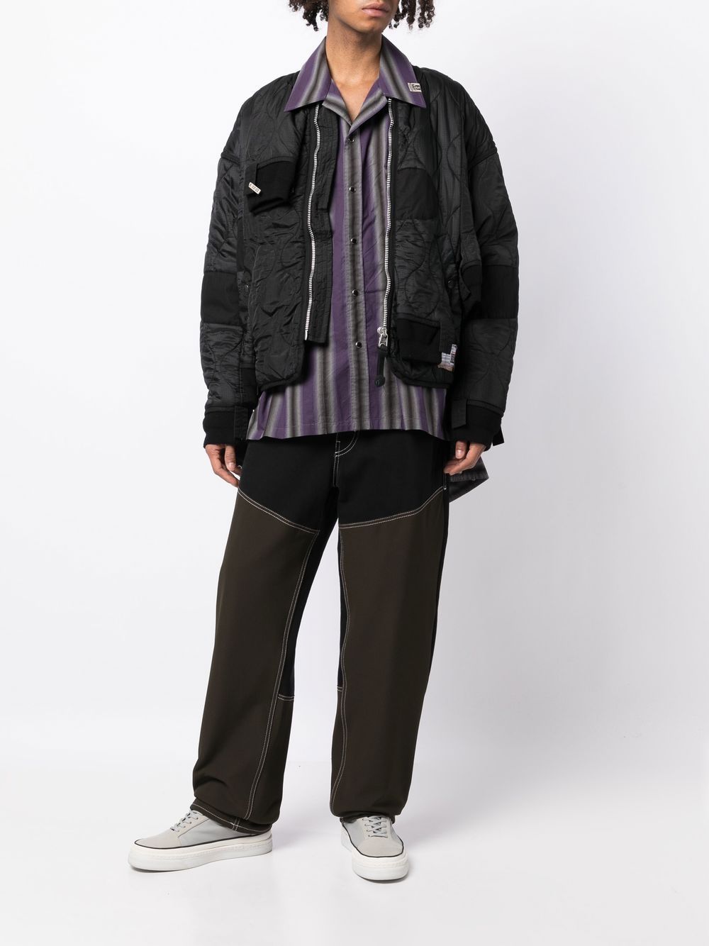 Maison Mihara Yasuhiro Bomberjack met patchwork - Zwart